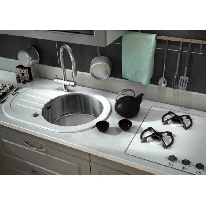 Zorg GL 7851 OV white Мойка кухонная овальная Zorg  - Вид №2