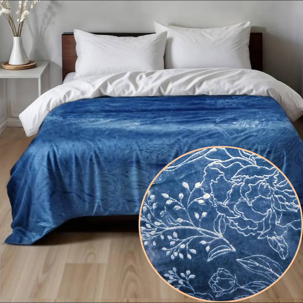 Покрывало Bouquet 240x260 см велсофт цвет темно-синий Santreyd STLM-2211649