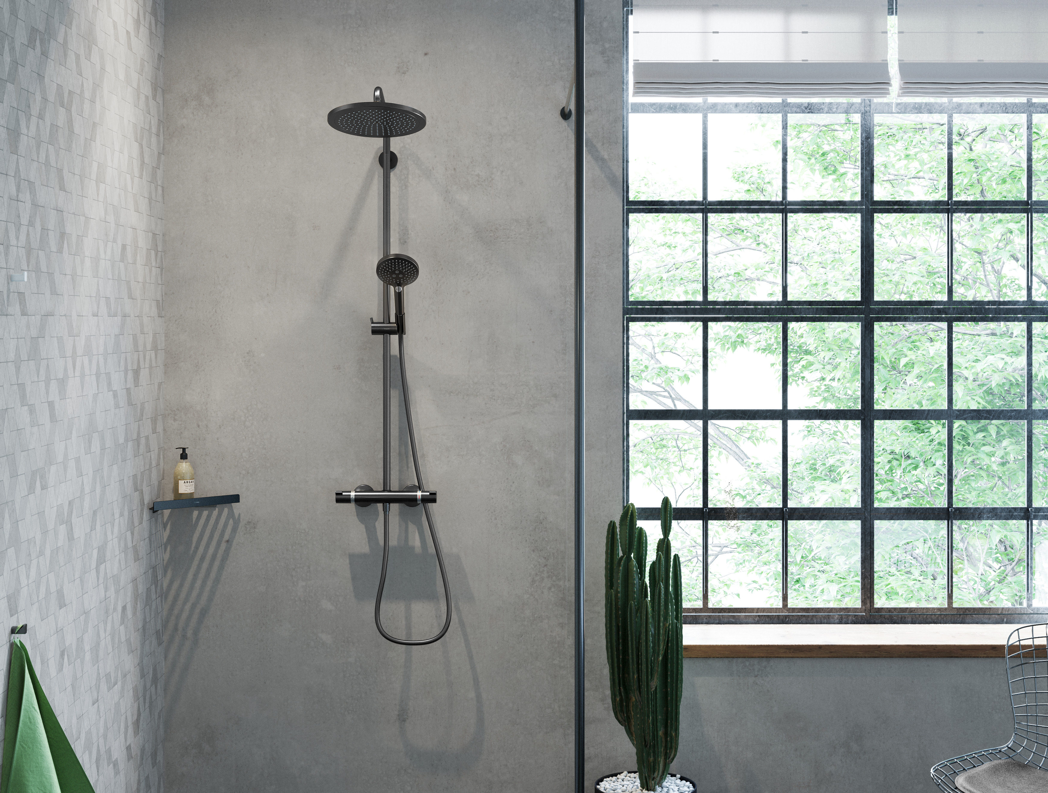 26891700 Croma Select S Showerpipe 280 1jet EcoSmart 9 л / мин с термостатом и ручным душем Raindance Select S 120 3jet Hansgrohe  - Вид №1