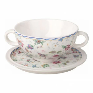 Чашка суповая керамическая на блюдце белая с фиолетовым "Букингем" IMARI БУКИНГЕМ 00-3947059 Золото;фиолетовый