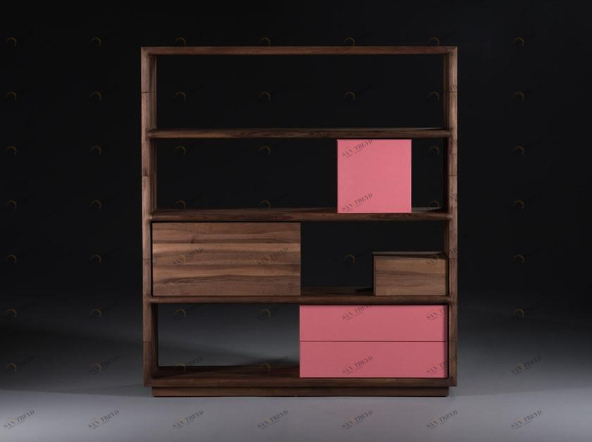 Artisan Модульный книжный шкаф из массива дерева с ящиками  Shagxxyy 
