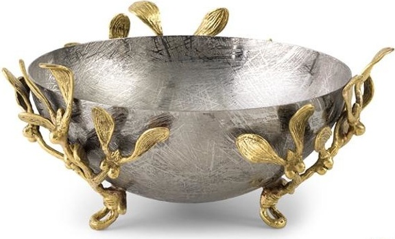 10642332 Michael Aram Чаша с ложкой Michael Aram "Омела" 17см Нержавеющая сталь, латунь 