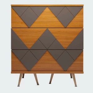 Комод с деревянными ножками и 3 ящиками кофейный Lady Woo WOODI  00-3965963 Бежевый;дуб сонома;коричневый