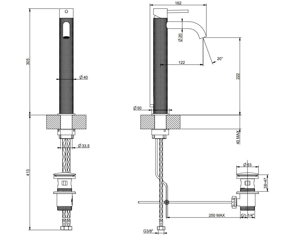Смеситель для раковины из нержавеющей стали Gessi Messi316 ARCH-00108697 - Вид №4