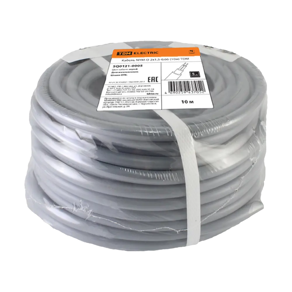 Кабель Tdm Electric NYM 2x1.5 10 м ГОСТ цвет серый STLM-2082883 - Вид №1
