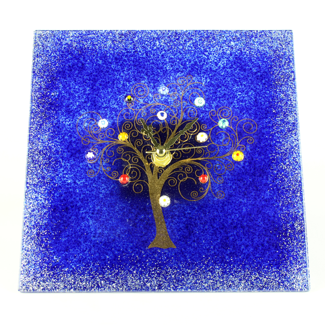 3124 ORIGINALMURANOGLASS Настольные часы Древо Жизни - чёрные - Original Murano Glass OMG 3 см  - Вид №1