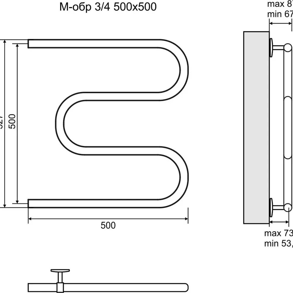 Полотенцесушитель водяной ТМ "Вармо" ЛЦ М 50x50 3/4 из нержавеющей стали STLM-2211459 - Вид №4