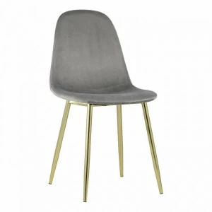 Стул со спинкой серый с золотыми ножками "Валенсия" STOOL GROUP ДИЗАЙНЕРСКИЕ, ИНТЕРЬЕРНЫЕ 00-3881782 Серый