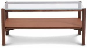 Duvivier Canapés Прямоугольный журнальный столик из кожи и стекла с журнальной стойкой Jules Juletb2nc15, juletb3nc15