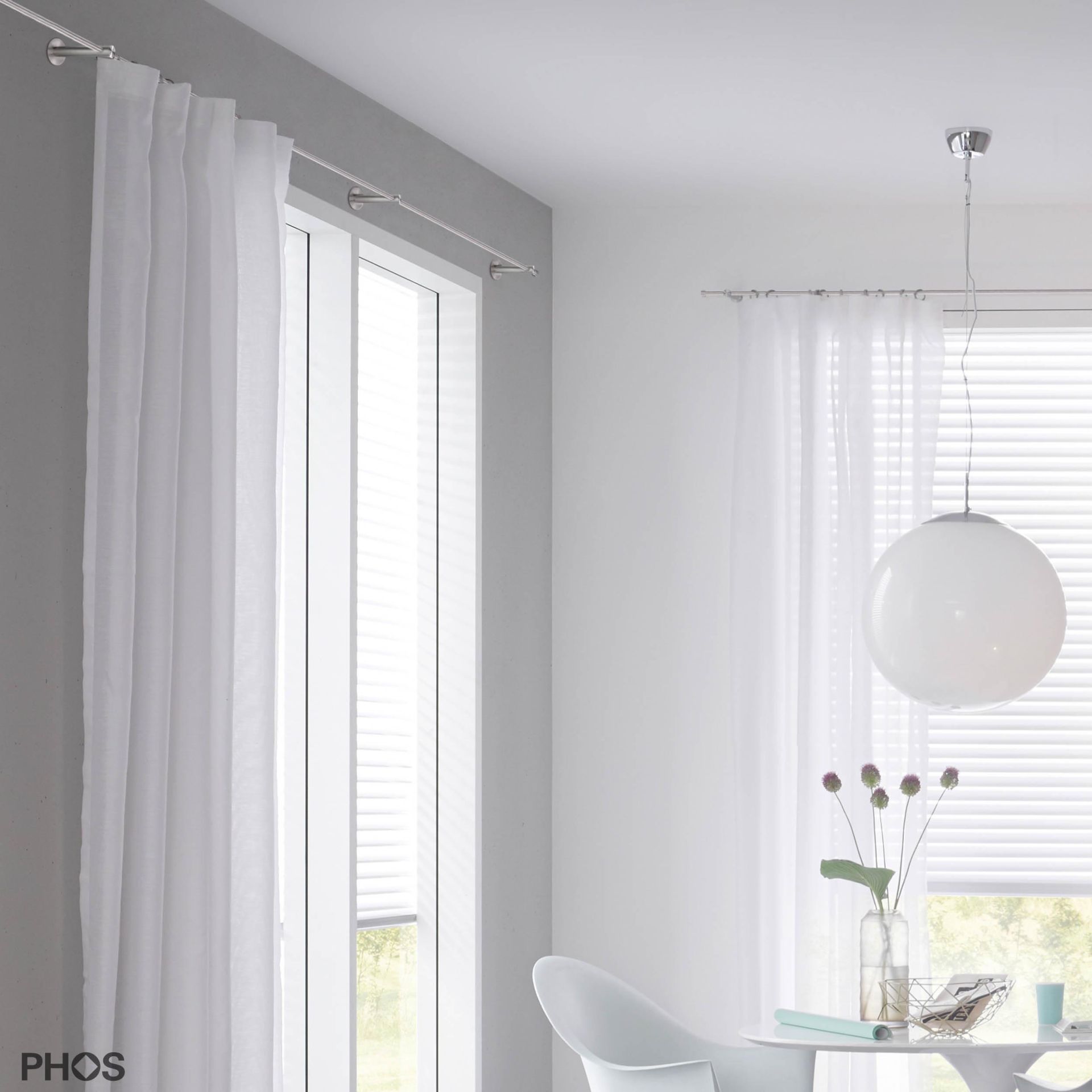 VS20-100-1000 Комплект карнизов: 100 см с 2 кронштейнами (среднее расстояние до стены) PHOS  - Вид №3