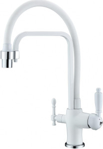 Смеситель ZorG Sanitary ZR 342-8 YF WHITE для кухонной мойки, белый