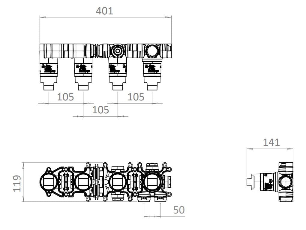 Термостатический смеситель для душа с ручным душем CROSSWATER MPRO ARCH-00027210 - Вид №3