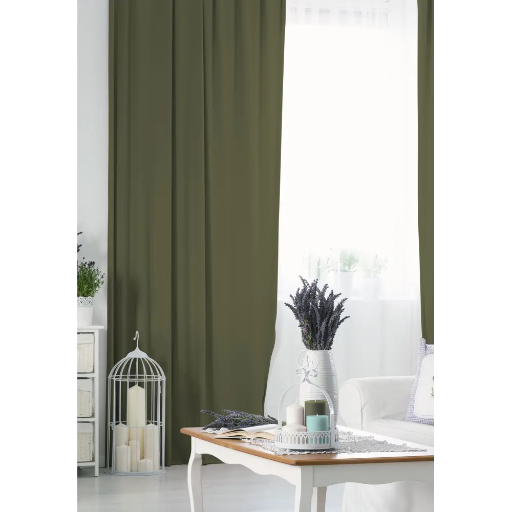 Комплект штор на ленте со скрытыми петлями 145x280 см цвет хаки 89404969 STLM-2186137 Santreyd 