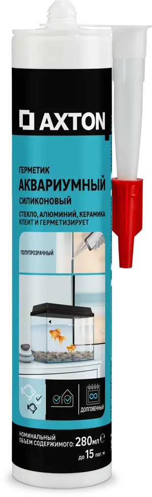 Герметик Axton для аквариумов - прозрачный силиконовый состав 280 мл 85272190