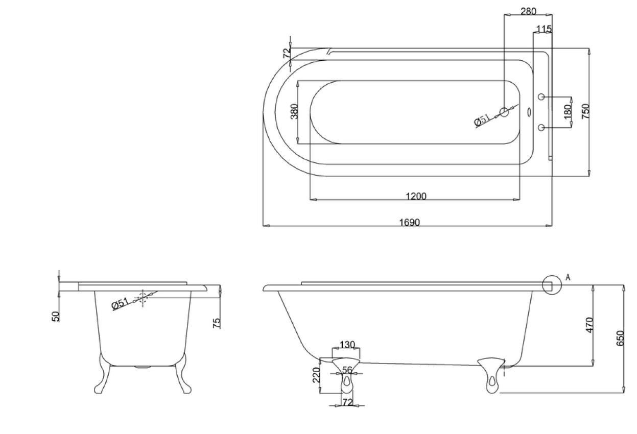 Акриловая овальная ванна Burlington HAMPTON ARCH-00054716 - Вид №14