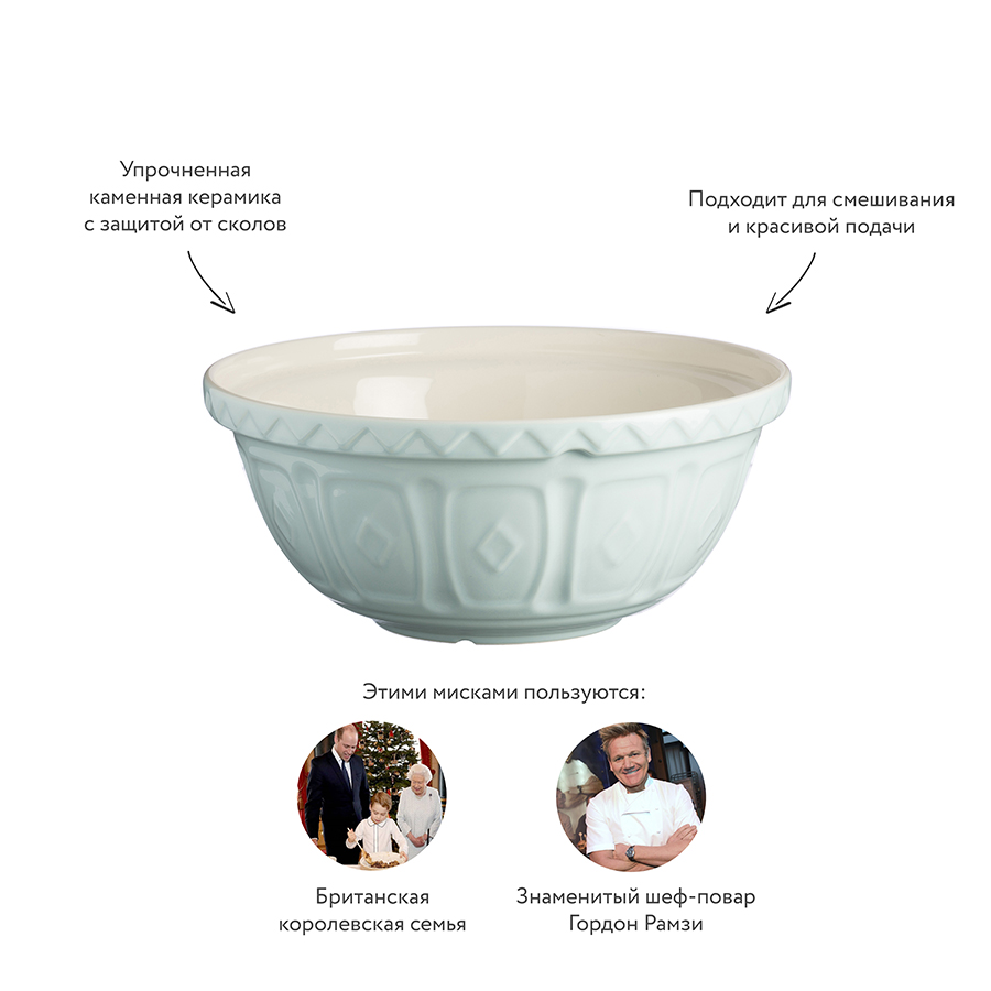 2001.834 Миска для смешивания colour mix, D29 см, 4 л, светло-голубая Mason Cash  - Вид №4