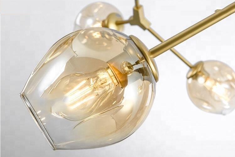 Светильник подвесной на 7 ламп 42х168 см янтарный Bubble 7058/7B/amber DELIGHT COLLECTION ДИЗАЙНЕРСКИЕ 00-3883071 Золото;прозрачный  - Вид №1