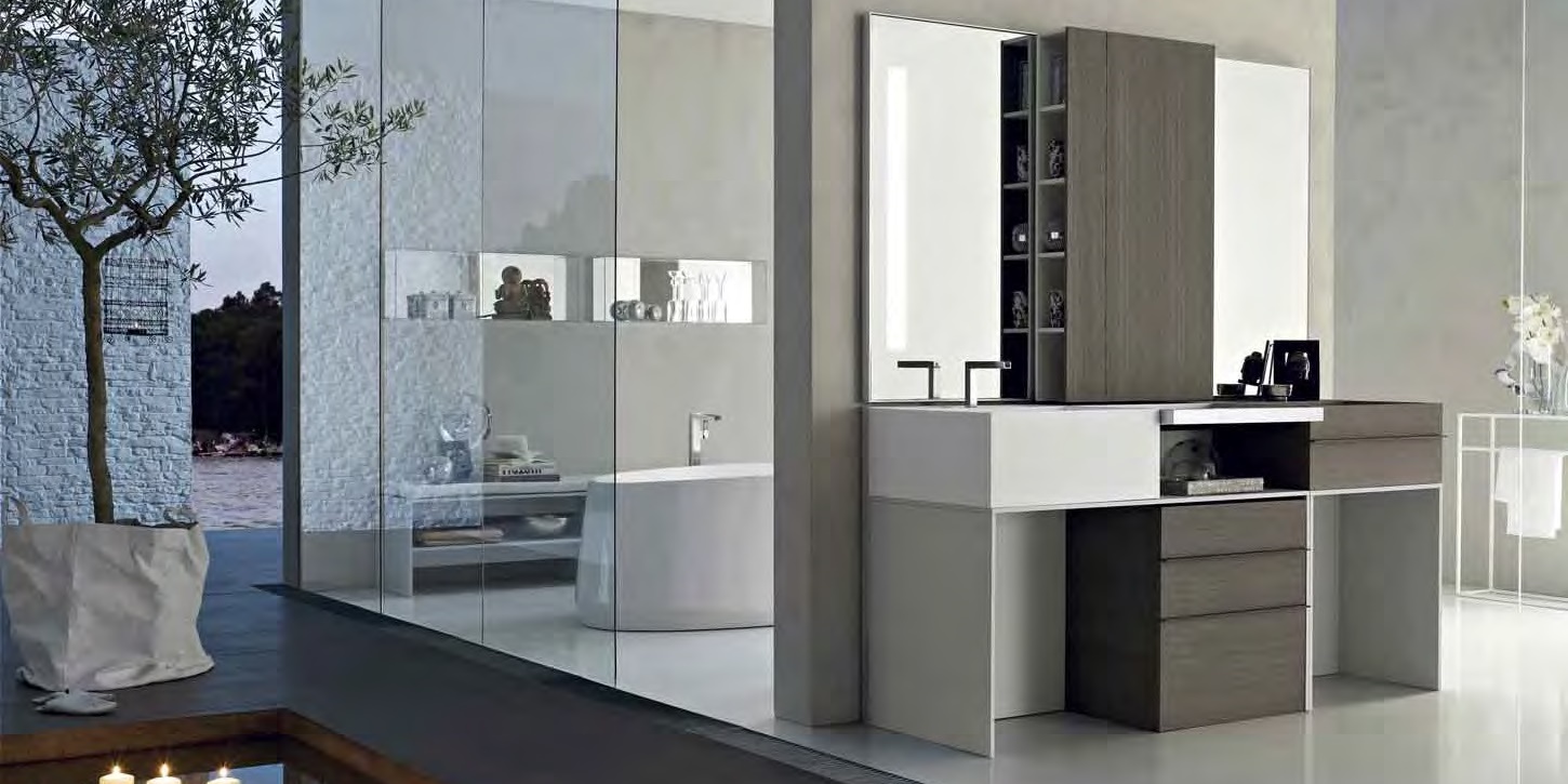 Toscoquattro Тумба на колесах с 2 ящиками ELEMENTS серая 20B26MG - Вид №1