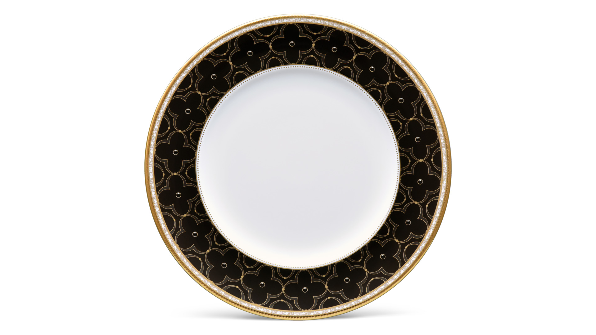 10637174 Noritake Тарелка акцентная Noritake "Трефолио,золотой кант" 25см Фарфор костяной  - Вид №1