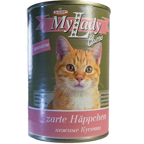 ПР0037898 Корм для кошек My Lady Classic кусочки в соусе, кролик конс. 415г Dr. ALDER`s 