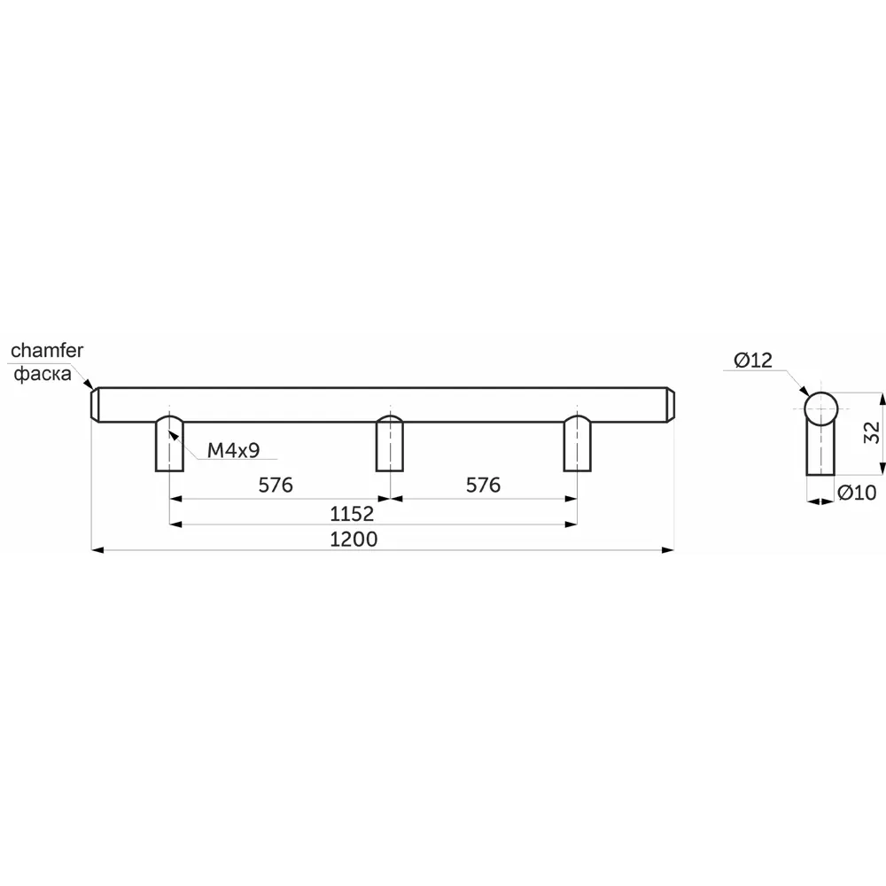 Мебельная ручка-рейлинг KONSENSA 1200 мм никель STLM-2176240 - Вид №4
