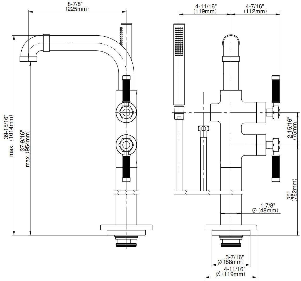 GRAFF Смеситель для ванны напольный с ручным душем Vintage 5366150 - Вид №1