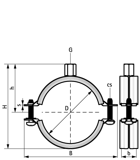 33435103 2S Хомуты с вкладышем epdm (M8/10) для стальных, медных, чугунных и пластиковых (многослойных) труб walraven  - Вид №1