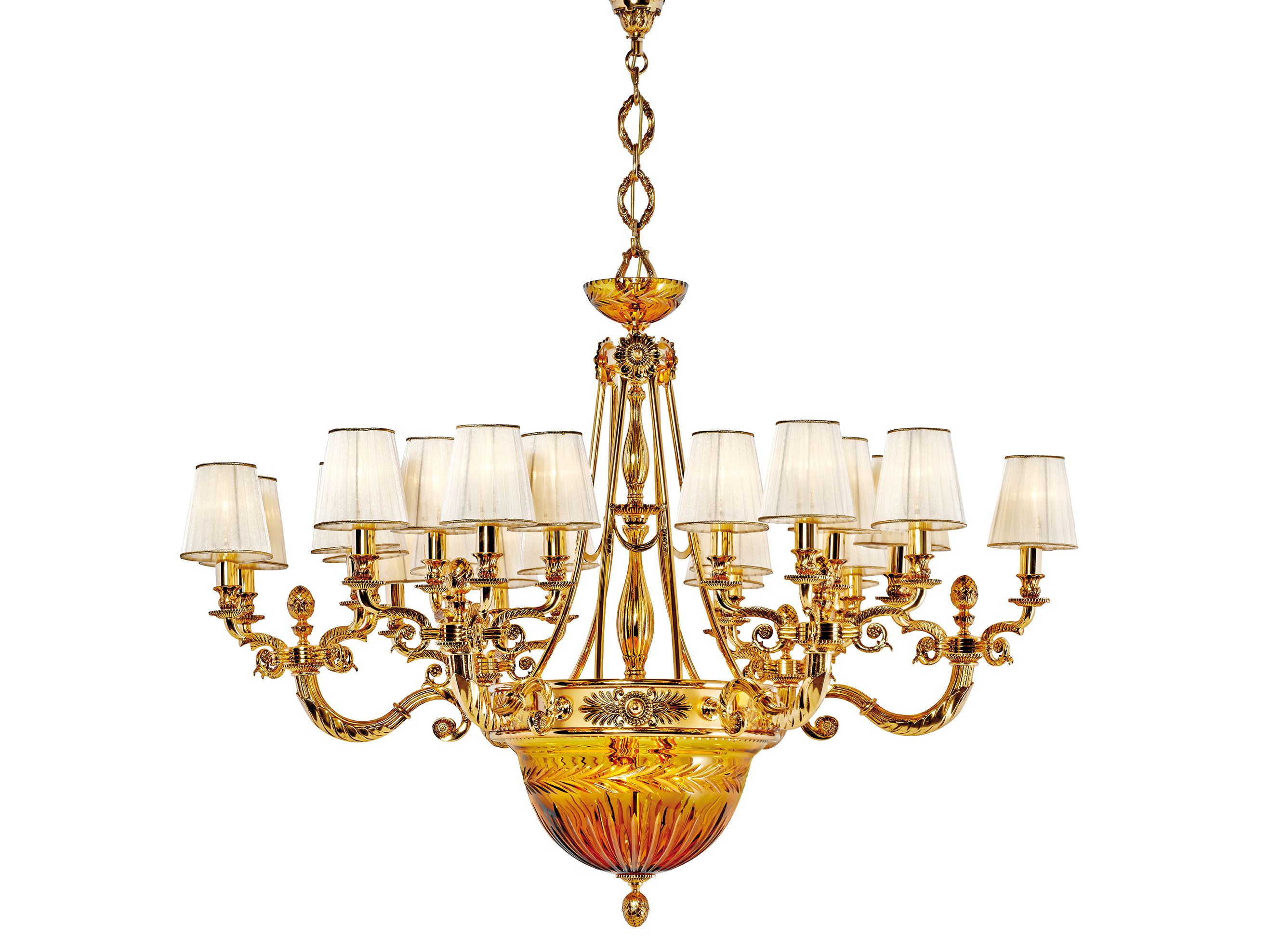 Градиентная золотая люстра с янтарным Кристаллом Possoni Illuminazione ARCH-00137753