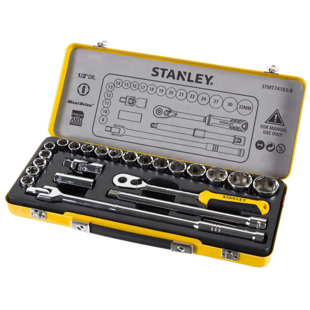Набор торцевых головок с ключом Stanley STMT74183-8 1/2 дюйма, 24 шт. 16517303 STLM-2084293 