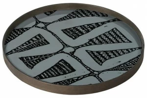 Ethnicraft Круглый поднос из дерева и стекла Wabi sabi 20460