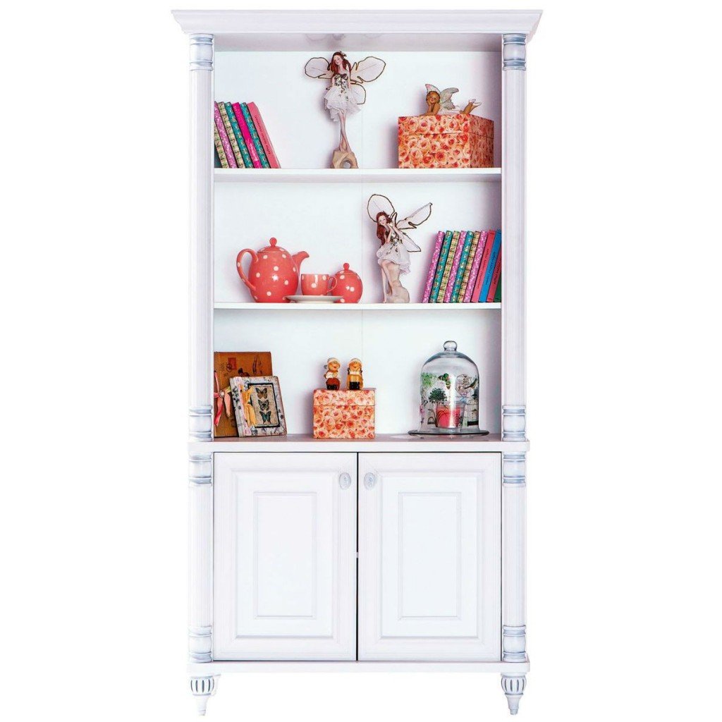 Стеллаж для книг белый большой с дверцами Romantic CILEK ROMANTIC 00-3832105 Белый Santreyd - Вид №1