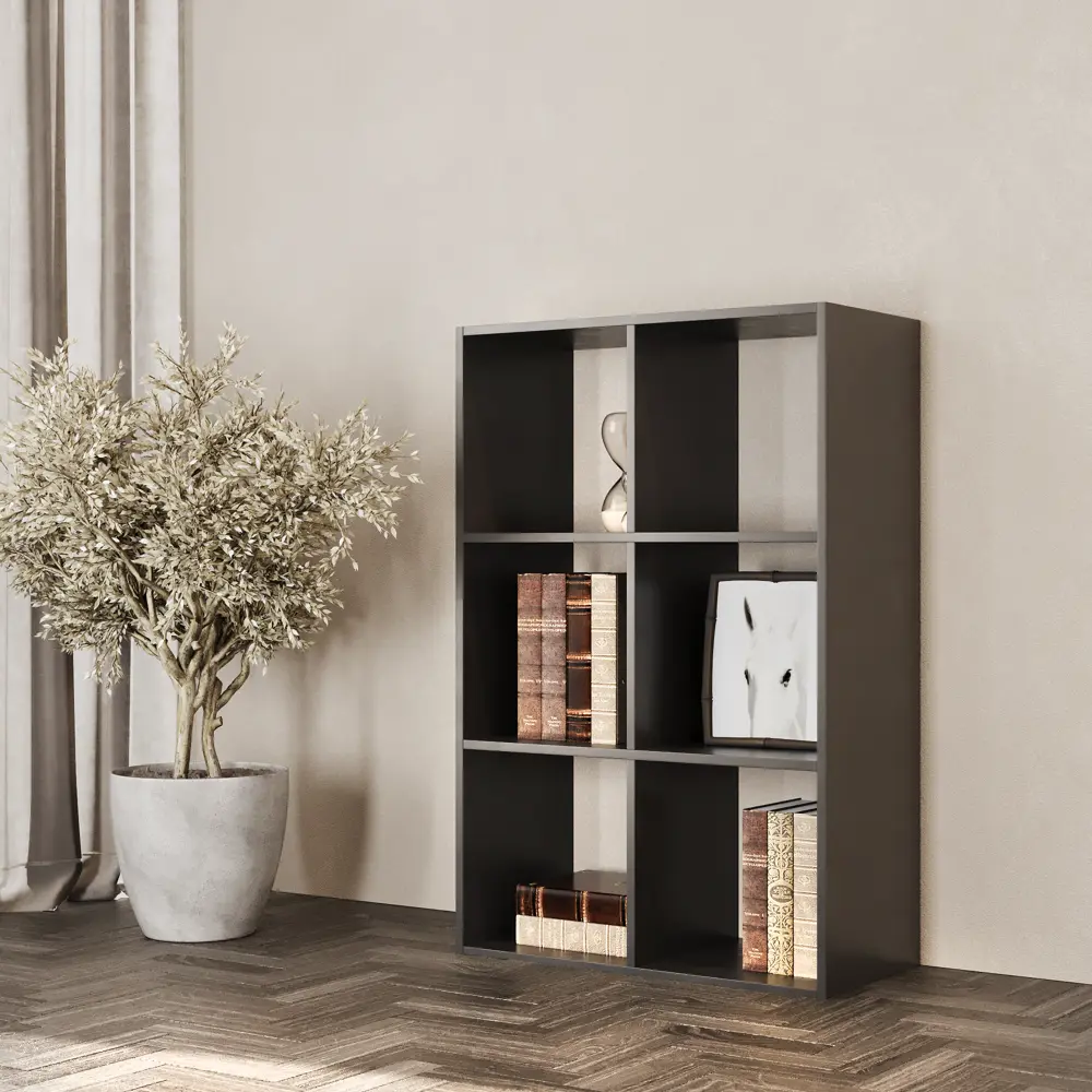 Стеллаж Spaceo KUB 6 секций 70x104x31.5 см ЛДСП цвет графит 82731874 STLM-2029627 