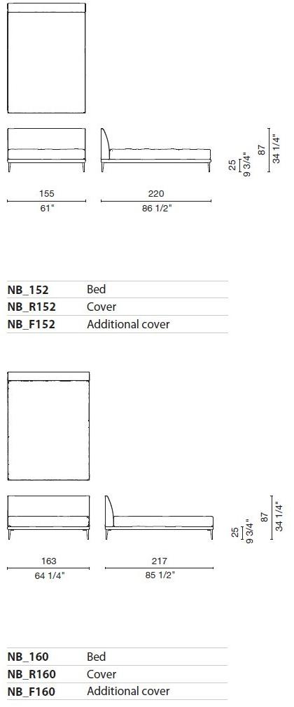 Cappellini Мягкая кровать со съемным чехлом из ткани или кожи sun-id-1436190 - Вид №3
