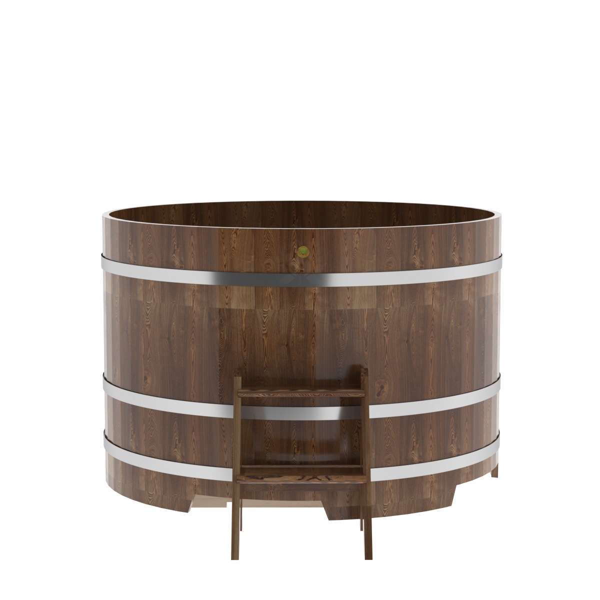 1520 Купель круглая из сращенных ламелей лиственницы d=1,50х1,0 морёная Alyarus  - Вид №3