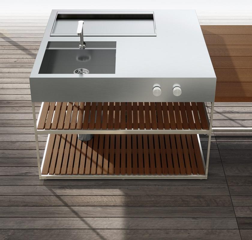 Boffi Летняя кухня из нержавеющей стали и дерева с барбекю sun-id-1468641 - Вид №7
