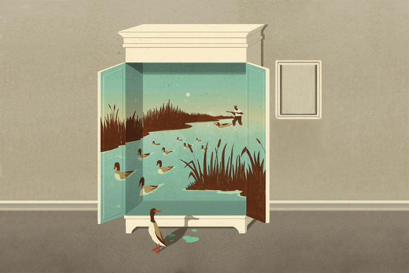 GLAMORA Моющиеся виниловые обои trompe l'oeil An illustrated life sun-id-1416951 - Вид №1