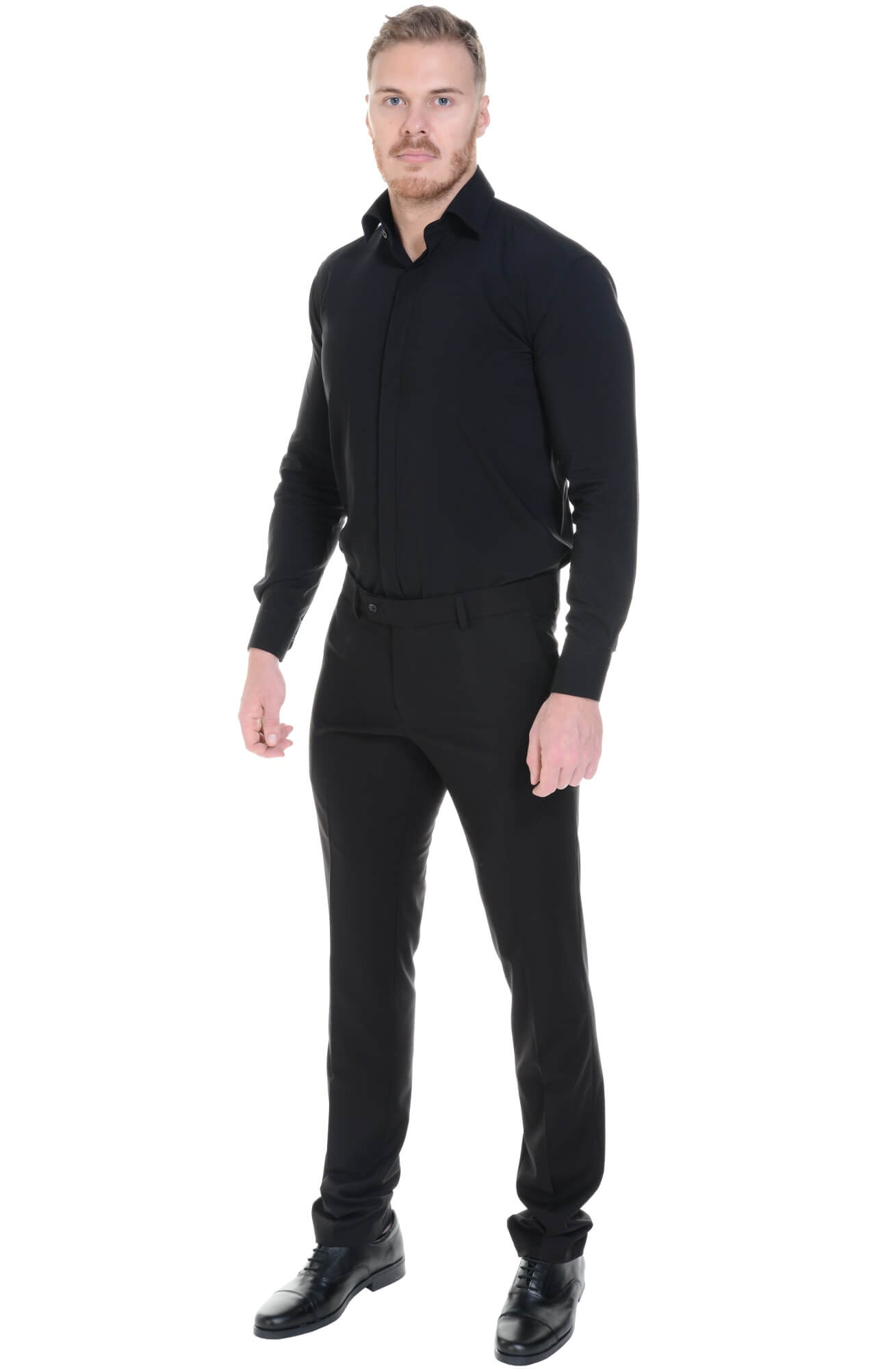 62476 Рубашка мужская  black El-Risto  Корпоративная одежда  размер 40/176-182  - Вид №4