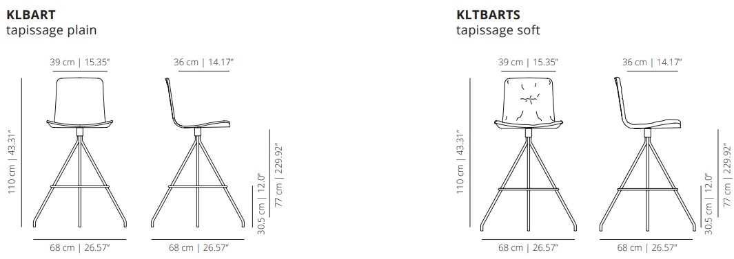 Viccarbe Тканевый поворотный табурет со спинкой Klip sun-id-1420815 - Вид №11