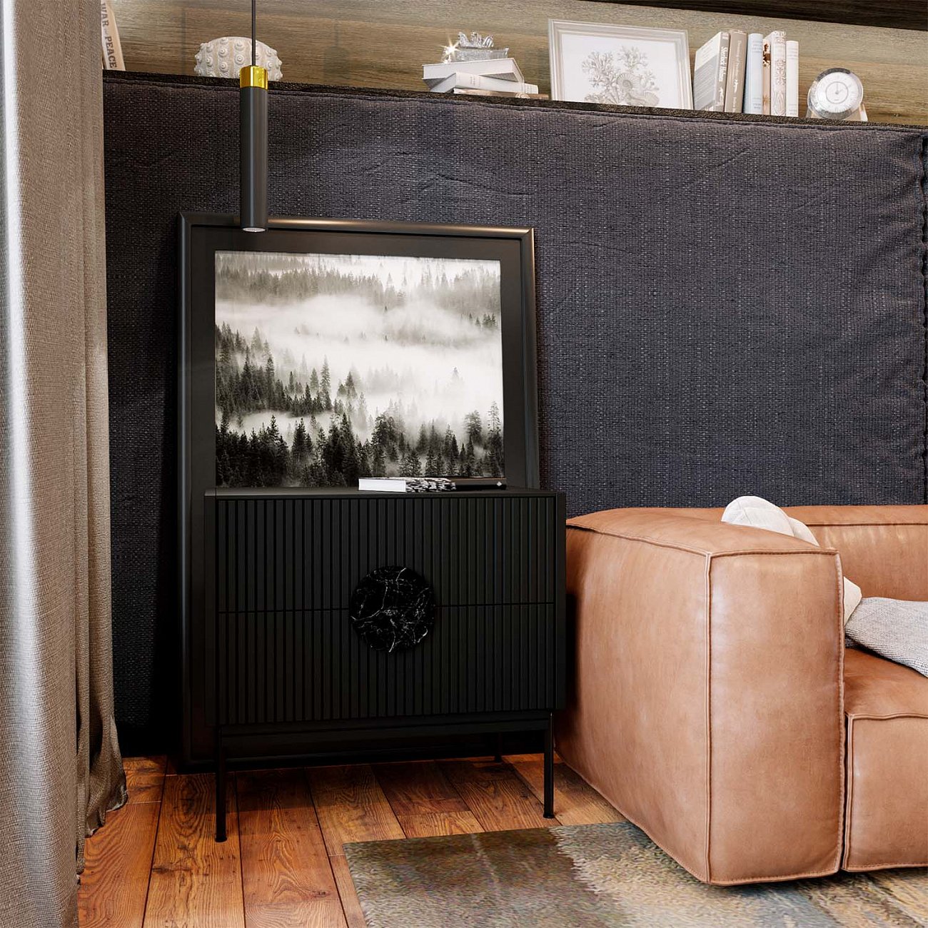 Тумба с двумя ящиками 61х64 см черная Alto BRAGIN DESIGN LIVING 00-3862452 Черный - Вид №1