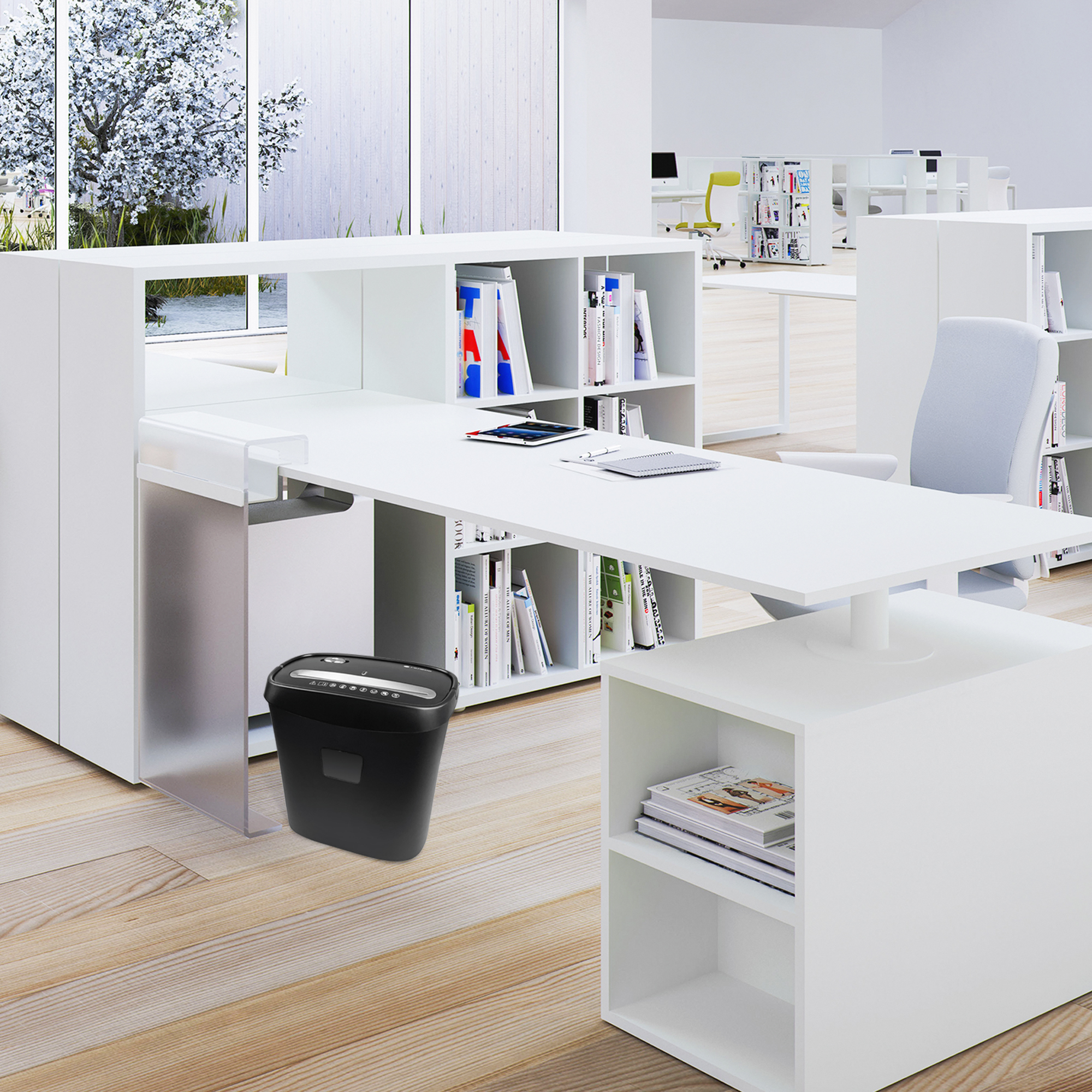 УД15-4 Уничтожитель документов , din p-4 (4 ур-нь секр.), фрагмент 3,9х35мм, 8-10 лист (70г/м2), пл. карты/скобы, 15 литров Гелеос Santreyd  - Вид №8