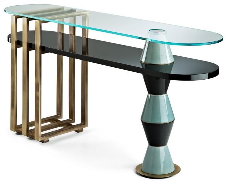 MARIONI Овальная лакированная деревянная консоль Palm 02965 - Вид №1