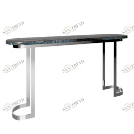 Консоль черная с мраморной столешницей и металлическими ножками, хром "Хокинс" АЛЕТАН - 350917 Хром;черный 