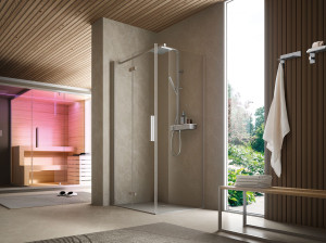 Стеклянная угловая душевая кабина