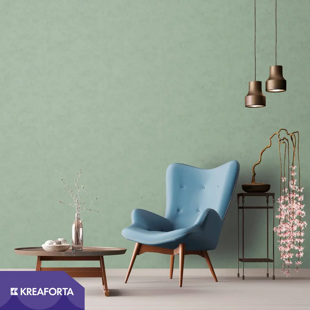 Обои флизелиновые KREAFORTA Plaster зеленые 1.06 м 60358-17 89442106 STLM-2078705 - Вид №2