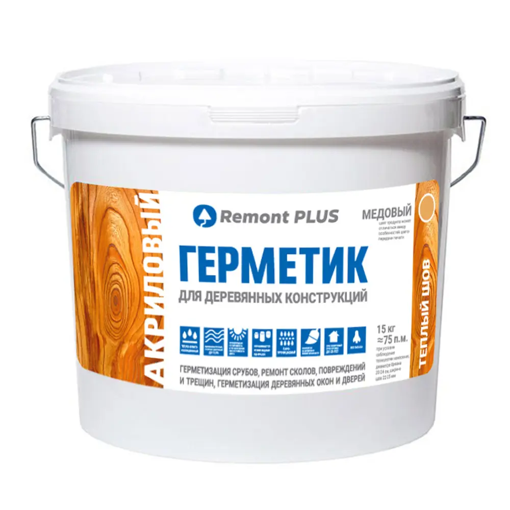 REMONT PLUS Герметик для дерева медовый 10 л - надежная защита швов и трещин 88299946 STLM-0077497