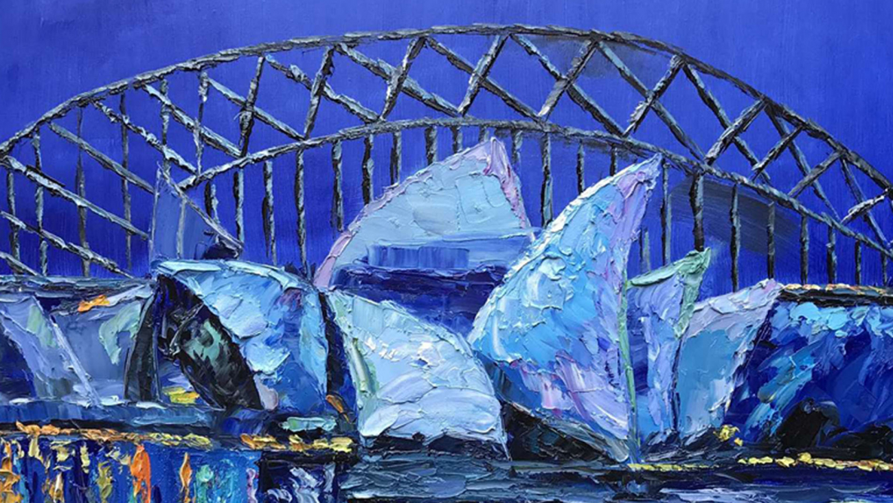 Картина на холсте 100х100 см "Сидней" EVENHOME КАРТИНЫ МАСЛОМ 129942 Голубой;синий  - Вид №2