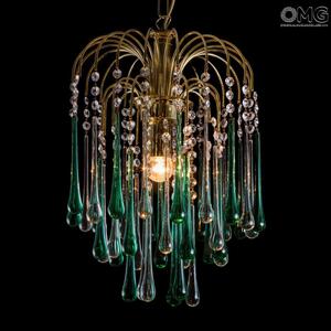 2313 ORIGINALMURANOGLASS Люстра Падение капель зелёная из муранского стекла OMG  см