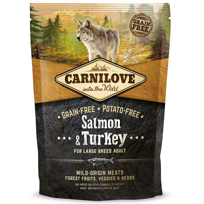 ПР0039860 Корм для собак Carnilove беззерновой для крупных пород, лосось, индейка сух. 1,5кг Brit 