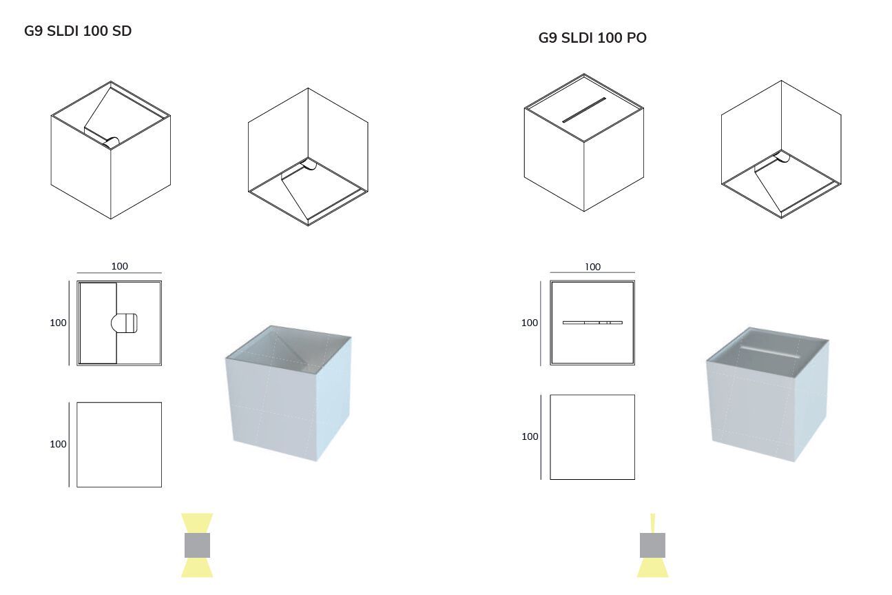 Термокрытый алюминиевый настенный светильник Exporlux CUBIE PA SL ARCH-00027148 - Вид №3