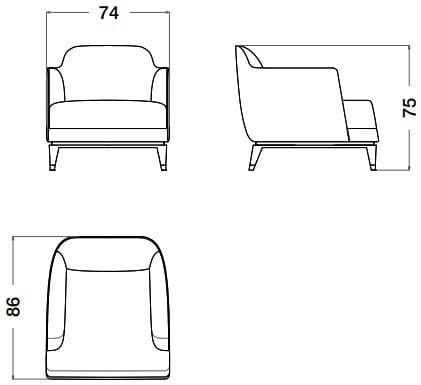 Кожаное и тканевое кресло с подлокотниками CPRN HOMOOD Blue Moon ARCH-00119201 - Вид №3